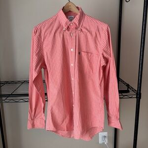 Brooks‎ Brothers Shirt Mens Pink Plaid  The Original Polo 346 Slim Fit Small